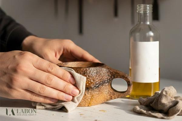 روغن کاری ظروف چوبی